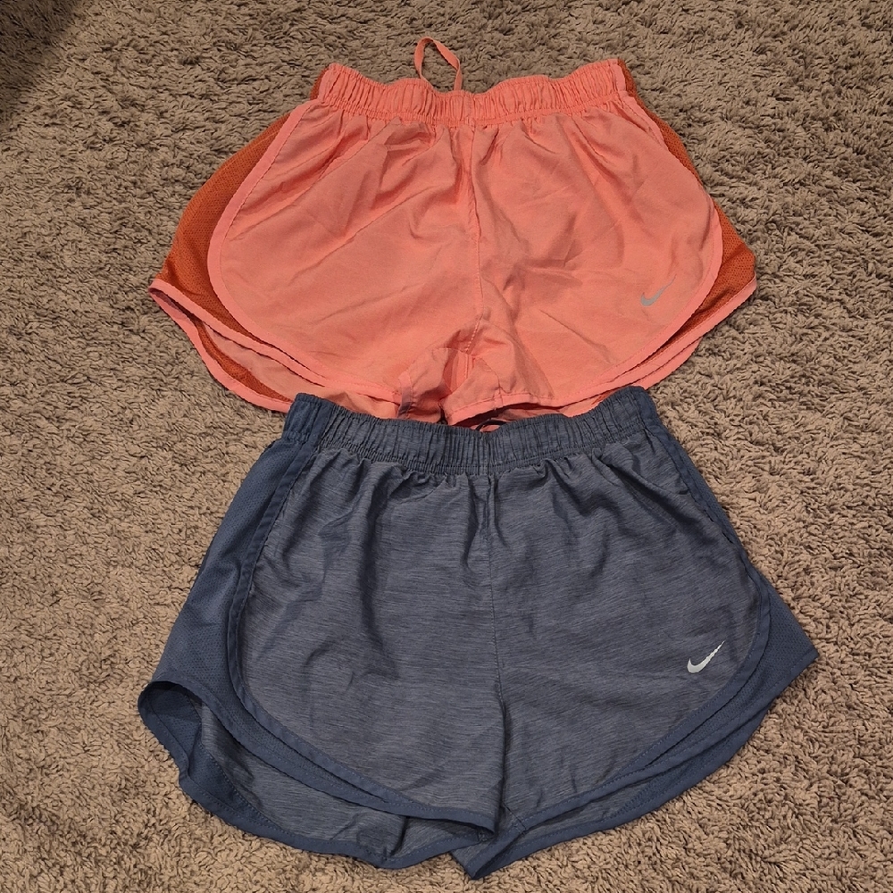 Nike Women's Athletic Shorts - Peach and Navy